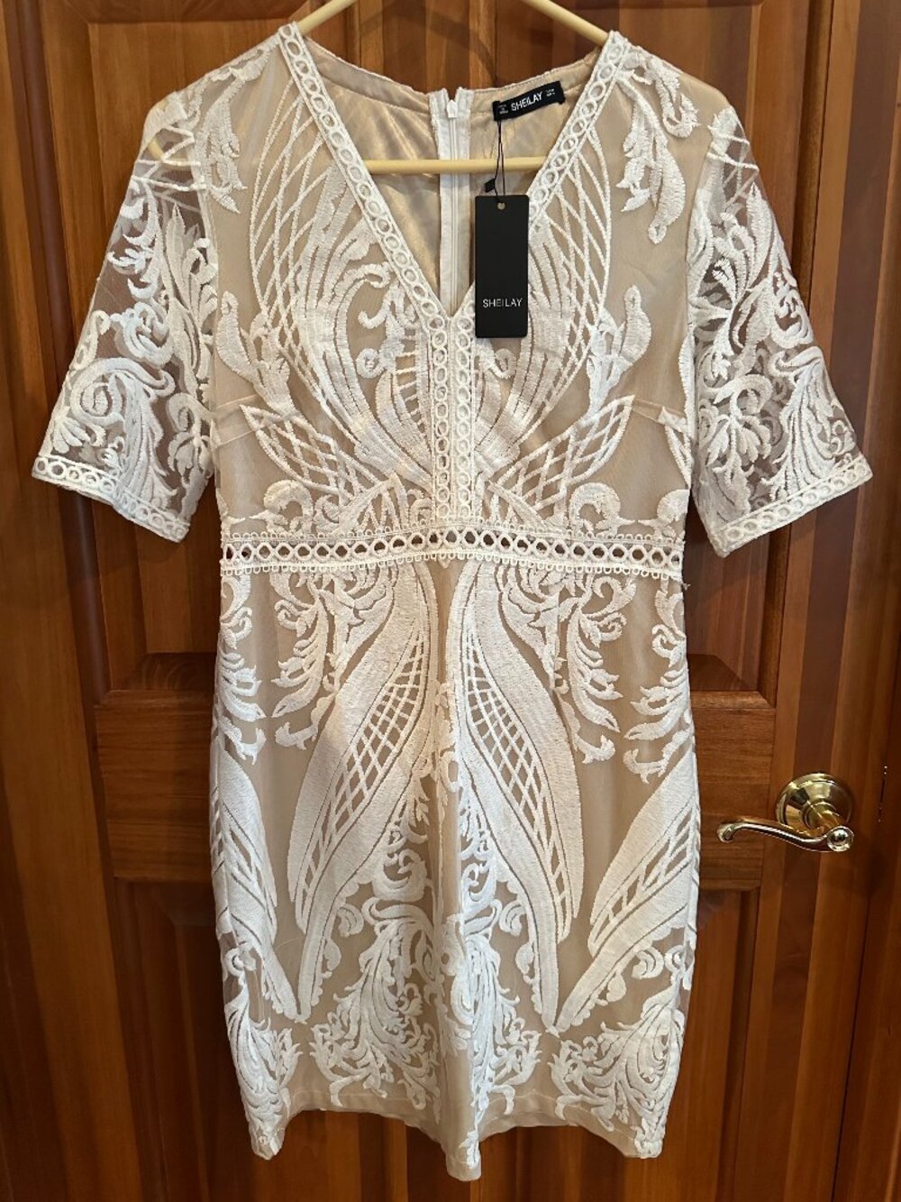 Sheilay Ivory Dress Sheer & Lace size M